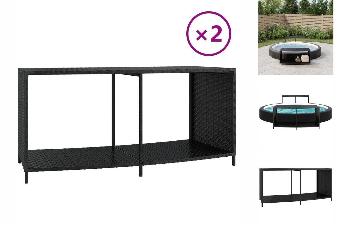 vidaXL Whirlpool Outdoor-Regale 2 Stk Schwarz Polyrattan von vidaXL