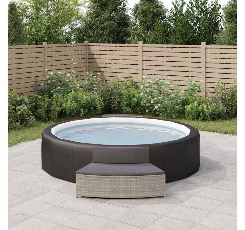 vidaXL Whirlpool-Sitzbank, Whirlpool-Bänke mit Auflagen 2 Stk. Grau Poly Rattan von vidaXL
