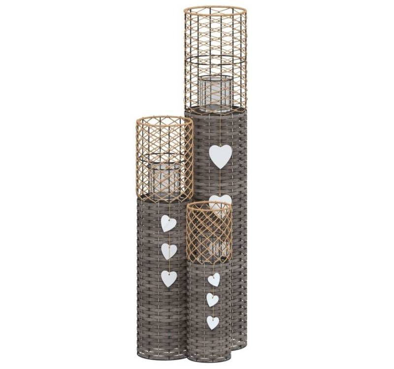 vidaXL Windlicht Kerzenhalter 3 Stk Grau Korbweide Windlicht Gartenfeuer von vidaXL