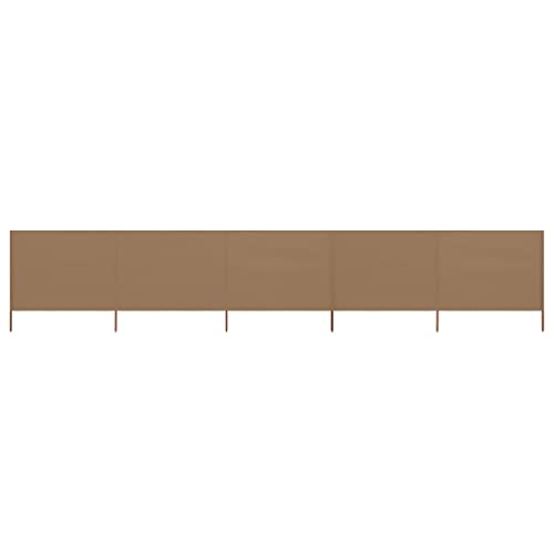 vidaXL Windschutzgewebe Faltbar Windschutz Sichtschutz Sonnenschutz Camping Balkon Terrasse Garten Zaun Strand 5-TLG. 600x160cm Taupe von vidaXL