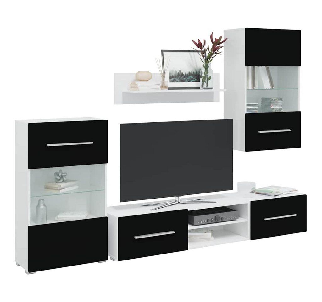 vidaXL Wohnwand, 5-tlg. Wohnwand mit LED-Beleuchtung Mattschwarz Holzwerkstoff vidaXL Wohnwand, 5-tlg. Wohnwand mit LED-Beleuchtung Mattschwarz Holzwerkstoff von vidaXL