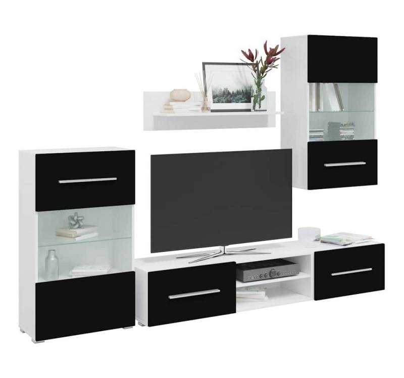 vidaXL Wohnwand, 5-tlg. Wohnwand mit LED-Beleuchtung Mattschwarz Holzwerkstoff vidaXL Wohnwand, 5-tlg. Wohnwand mit LED-Beleuchtung Mattschwarz Holzwerkstoff von vidaXL