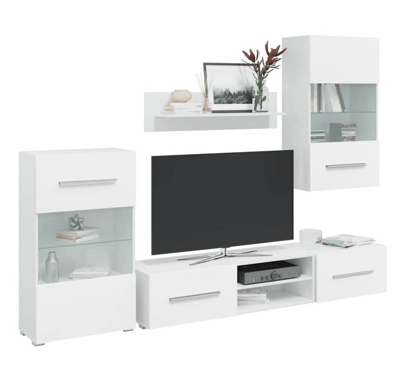 vidaXL Wohnwand, 5-tlg. Wohnwand mit LED-Beleuchtung Mattweiß Holzwerkstoff vidaXL Wohnwand, 5-tlg. Wohnwand mit LED-Beleuchtung Mattweiß Holzwerkstoff von vidaXL