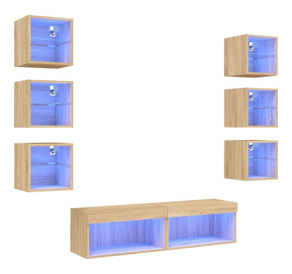 vidaXL Wohnwand, 8-tlg. Wohnwand mit LED-Beleuchtung Sonoma-Eiche Holzwerkstoff vidaXL Wohnwand, 8-tlg. Wohnwand mit LED-Beleuchtung Sonoma-Eiche Holzwerkstoff von vidaXL