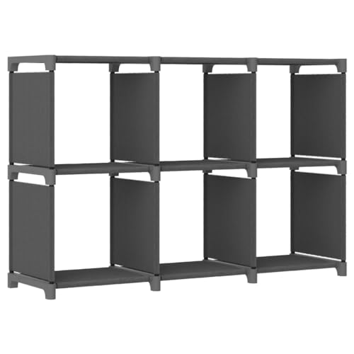 vidaXL Würfel Regal 6 Fächer Bücherregal Standregal Würfelregal Wandregal Lagerregal Aufbewahrung Raumteiler Grau 103x30x72,5cm Stoff von vidaXL