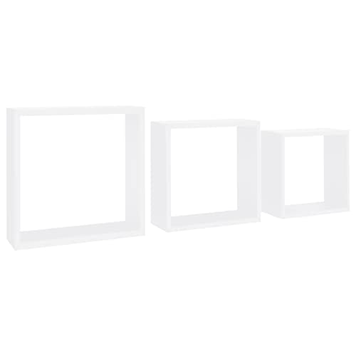 vidaXL Würfelregal 3-TLG. Wandregal Hängeregal Regalwürfel Cube Lounge CD Regal Bücherregal Schweberegal Wandboard Dekoregal Weiß MDF von vidaXL