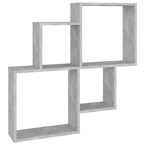 vidaXL Würfelregal Wandregal Hängeregal Cube Lounge CD Regal Dekoregal Bücherregal Schweberegal Wandboard Regalwürfel Betongrau 80x15x78,5cm Holzwerkstoff von vidaXL