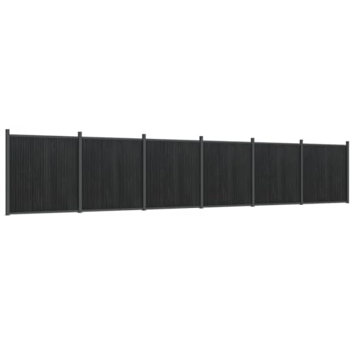 vidaXL Zaunelement, Gartenzaun mit Aluminiumpfosten Bodenplatte, Sichtschutzzaun für Garten Terrasse, Lamellenzaun Windschutzzaun, Grau WPC von vidaXL