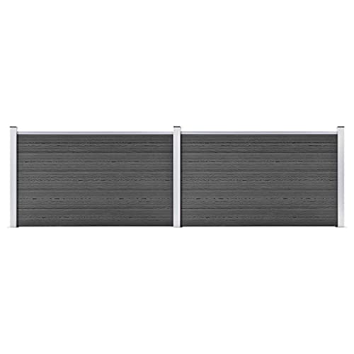 vidaXL Zaunelement Set mit Pfosten Sichtschutz Windschutz Zaun Gartenzaun Lamellenzaun Sichtschutzzaun Windschutzzaun WPC 353x105cm Schwarz von vidaXL
