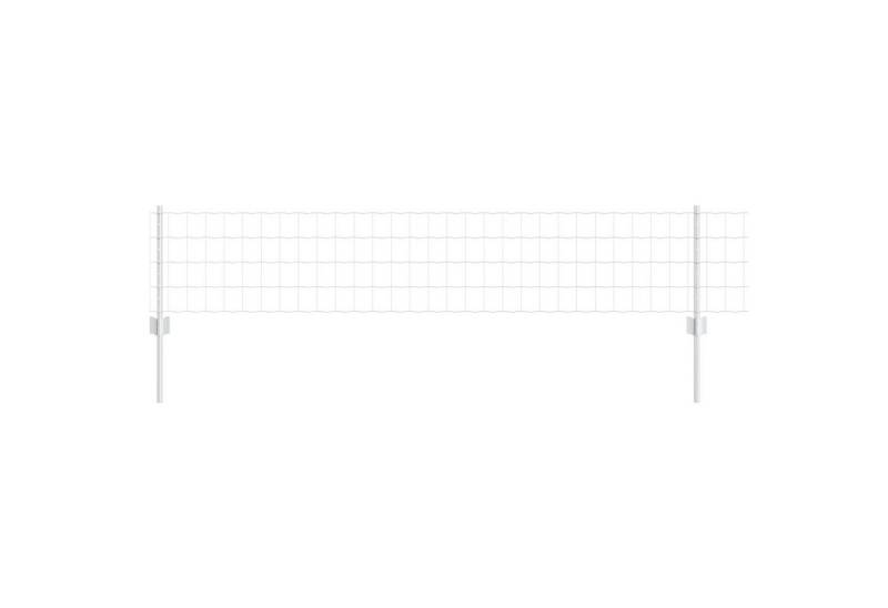 vidaXL Zaunpfosten Euro Zaun mit 11 U-Pfosten Silber 0,4x25 m Stahl, (12-St) von vidaXL