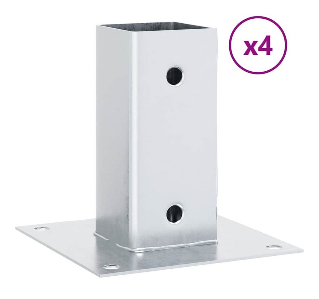 vidaXL Zaunpfosten Pfostenträger Quadratisch 4Stk. Silber 71x71mm Verzinkter Stahl, (4-St) von vidaXL
