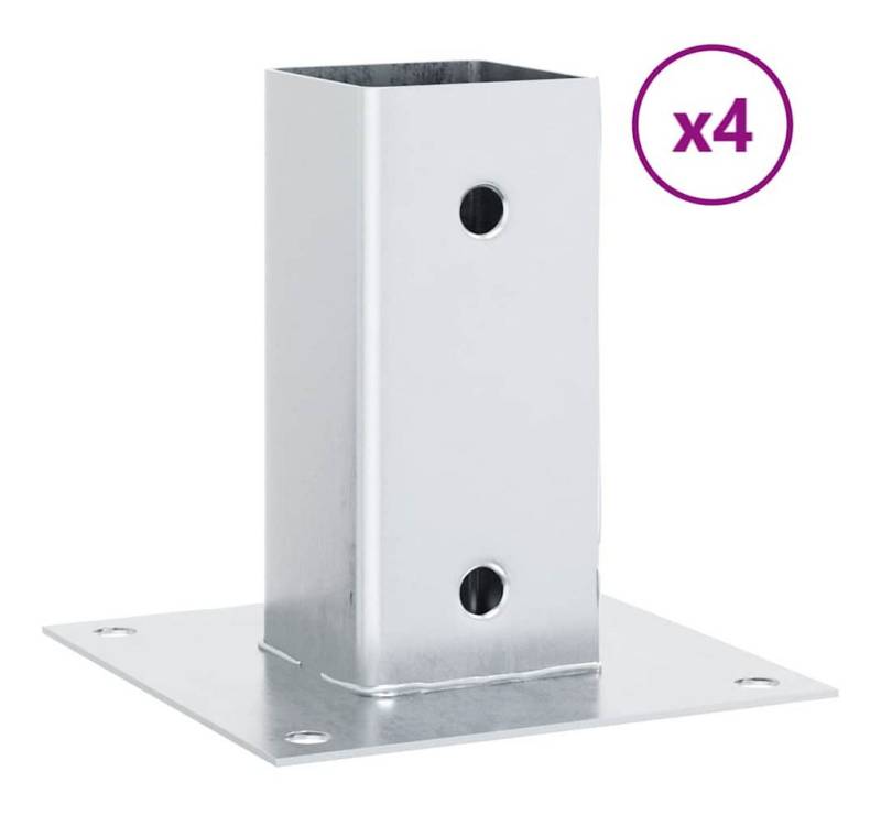 vidaXL Zaunpfosten Pfostenträger Quadratisch 4Stk. Silber 71x71mm Verzinkter Stahl, (4-St) von vidaXL