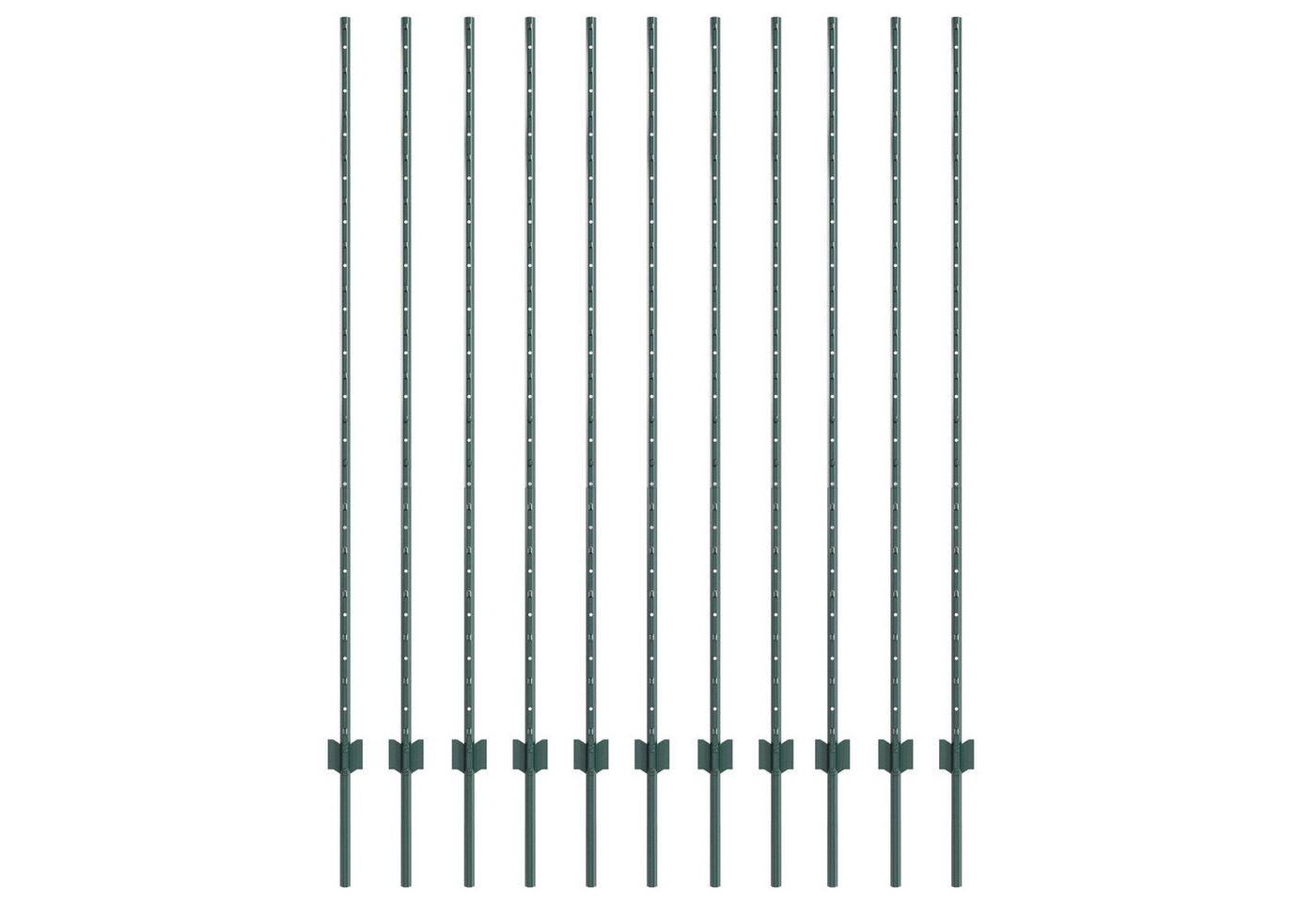 vidaXL Zaunpfosten Zaunpfosten 11 Stück U-Kanal Grün 150 cm Stahl, (22-St) von vidaXL