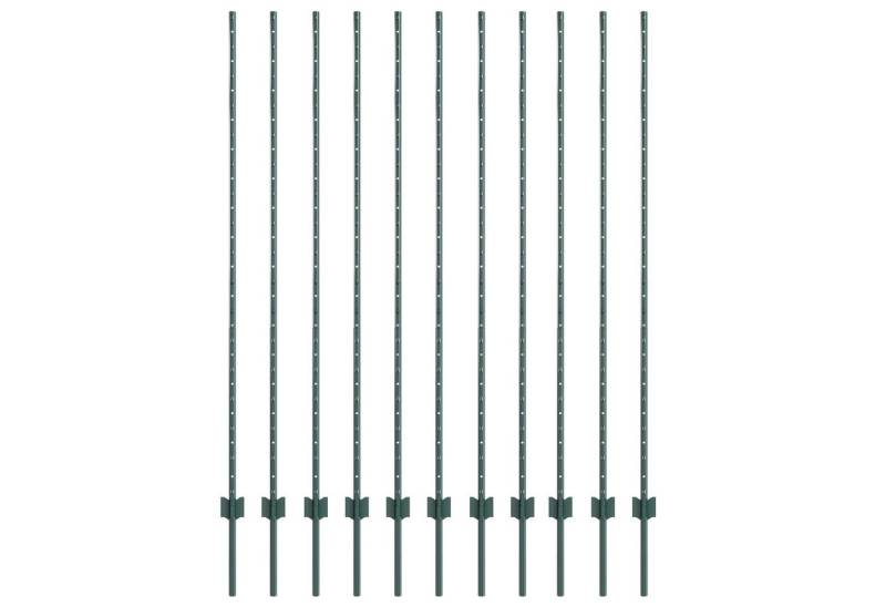 vidaXL Zaunpfosten Zaunpfosten 11 Stück U-Kanal Grün 150 cm Stahl, (22-St) von vidaXL