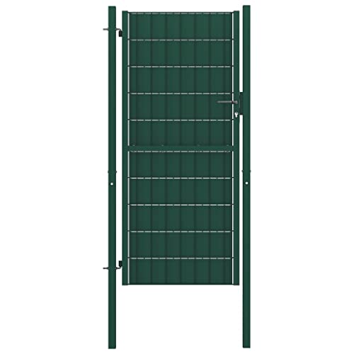 vidaXL Zauntor Gartentür Gartentor Zauntür Hoftor Hoftür Pforte Gartenpforte Einfahrtstor Gartenzaun Tor Tür Einzeltor PVC und Stahl 100x124 cm Grün von vidaXL