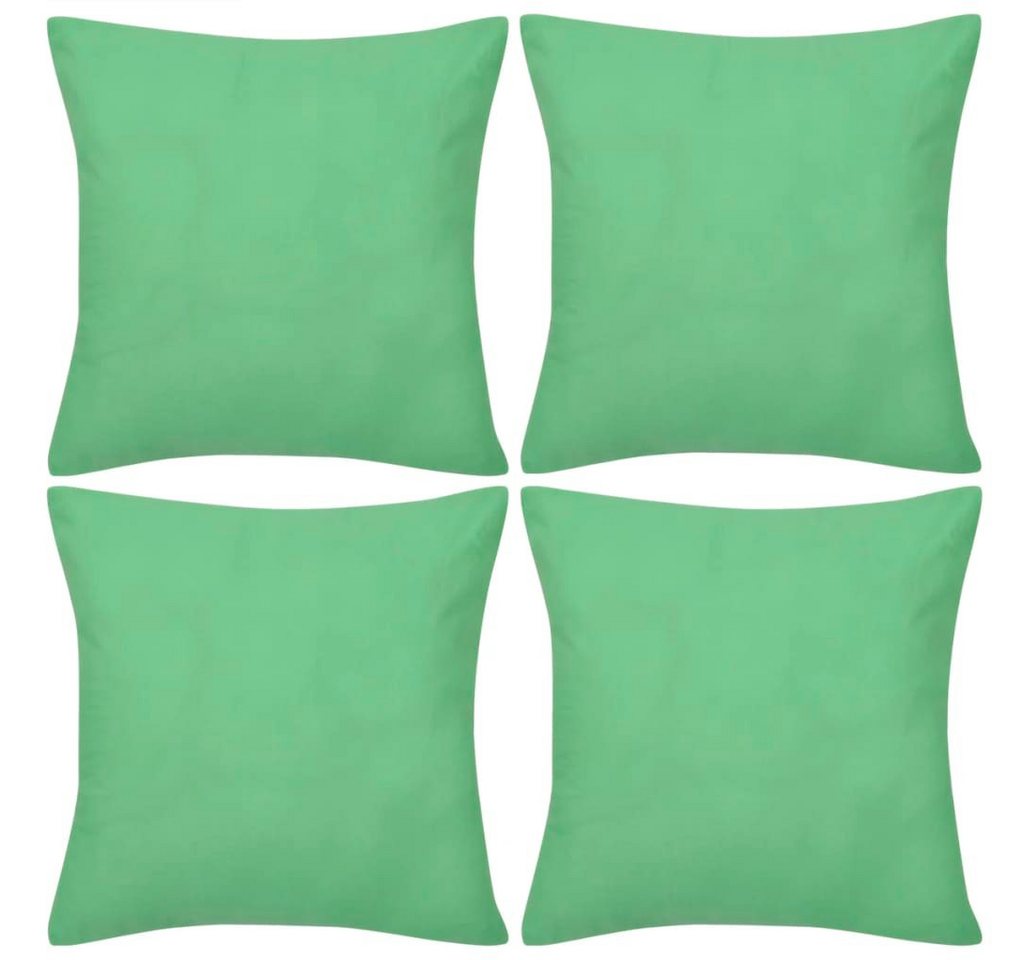 vidaXL Zierkissen 4 apfelgrüne Kissenbezüge Baumwolle 40 x 40 cm, (1 St) von vidaXL