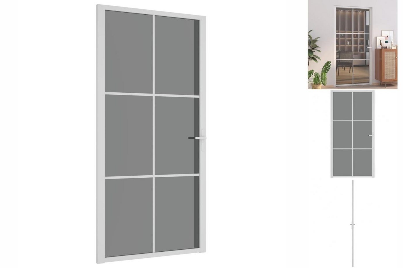 vidaXL Haustür Innentür 102,5x201,5 cm Weiß ESG-Glas und Aluminium Zimmertür Glastür von vidaXL