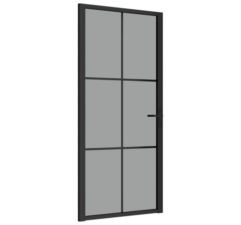 vidaXL Zimmertür Innentür 93x201,5 cm Schwarz ESG-Glas und Aluminium Zimmertür Glastür von vidaXL