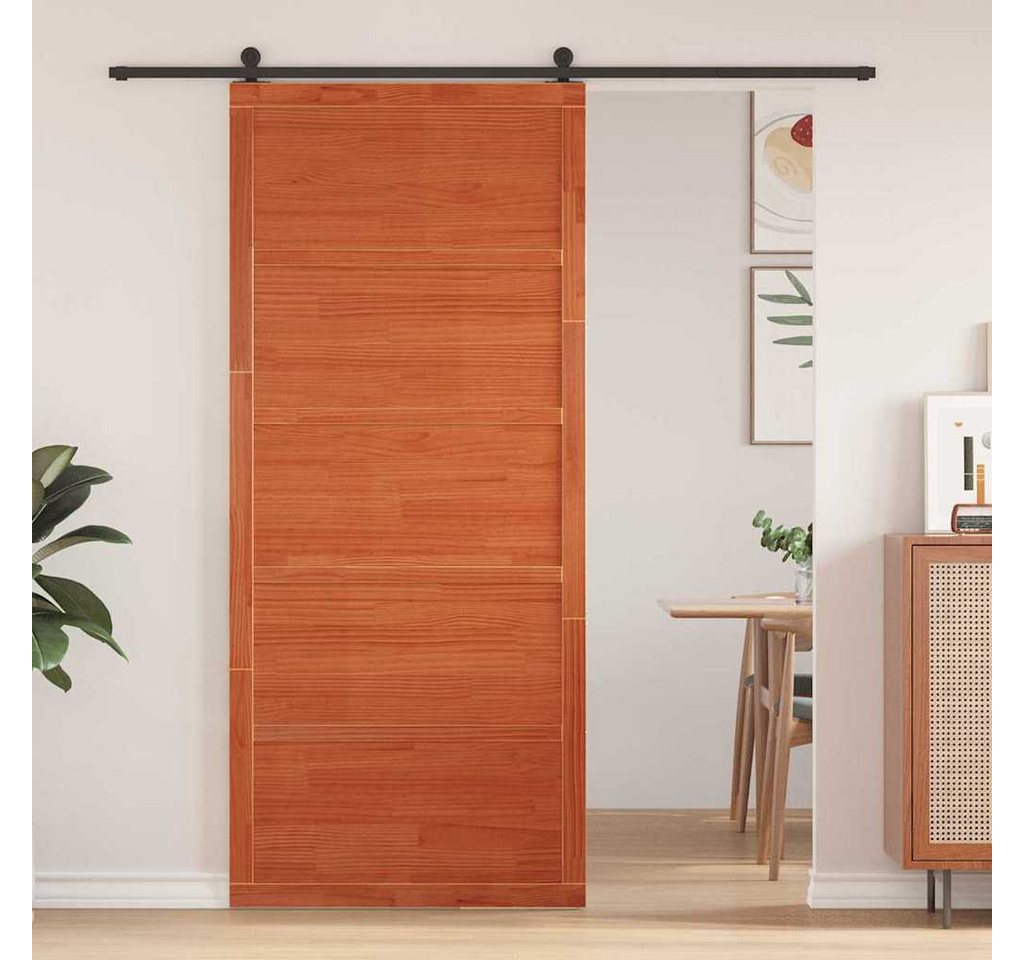 vidaXL Zimmertür Scheunentor Gewachst Braun 90x208 cm Massivholz Kiefer vidaXL Zimmertür Scheunentor Gewachst Braun 90x208 cm Massivholz Kiefer von vidaXL