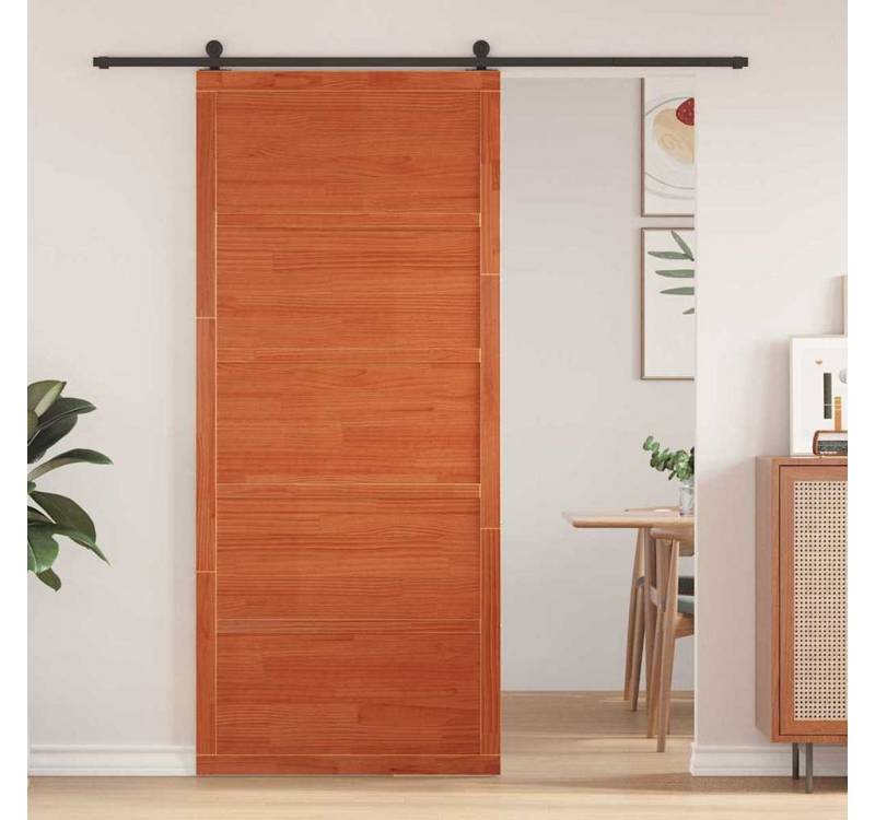 vidaXL Zimmertür Scheunentor Gewachst Braun 90x208 cm Massivholz Kiefer vidaXL Zimmertür Scheunentor Gewachst Braun 90x208 cm Massivholz Kiefer von vidaXL