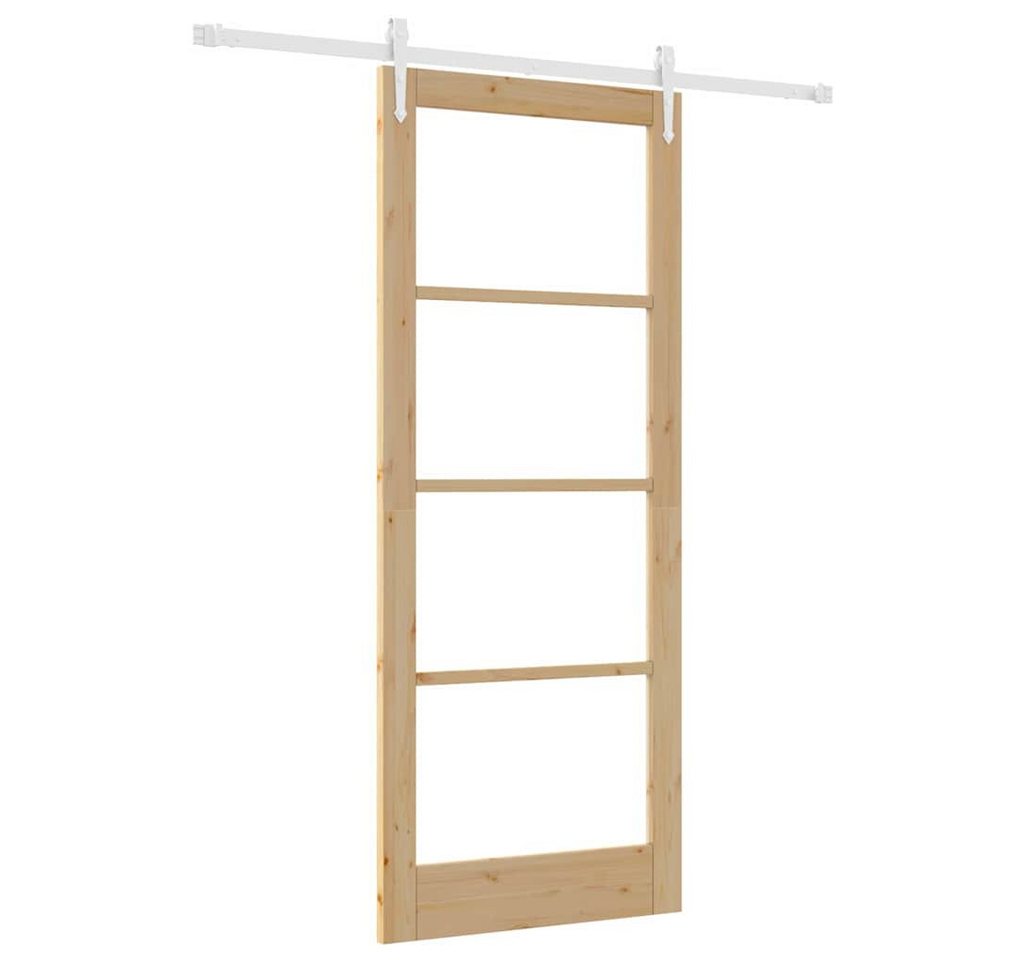 vidaXL Zimmertür Schiebetür Braun 86 x 211 cm Holz und Metall Innentür Zimmertür Aufh von vidaXL