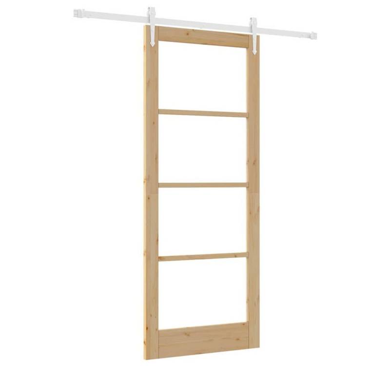 vidaXL Zimmertür Schiebetür Braun 86 x 211 cm Holz und Metall Innentür Zimmertür Aufh von vidaXL