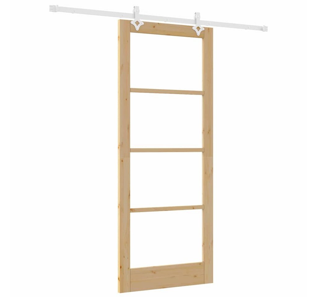 vidaXL Zimmertür Schiebetür Braun 86 x 211 cm Holz und Metall Innentür Zimmertür Aufh von vidaXL