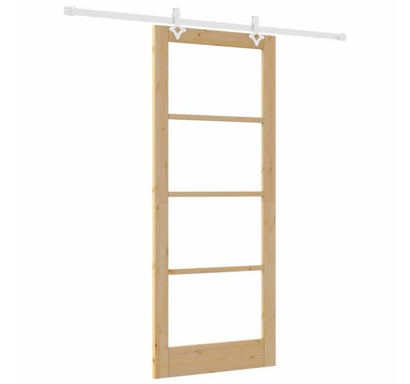 vidaXL Zimmertür Schiebetür Braun 86 x 211 cm Holz und Metall Innentür Zimmertür Aufh von vidaXL
