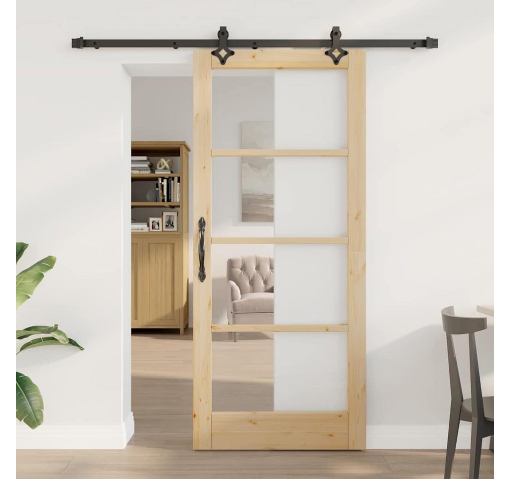 vidaXL Zimmertür Schiebetür mit Beschlagset ORKDALaus Massivholz und Glas vidaXL Zimmertür Schiebetür mit Beschlagset ORKDALaus Massivholz und Glas von vidaXL