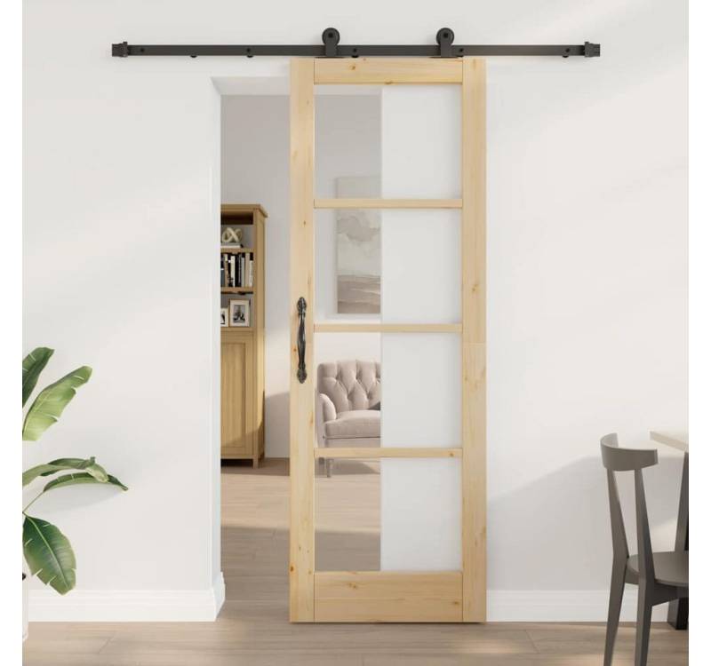 vidaXL Zimmertür Schiebetür mit Hardware-Set ORKDALMassivholz Glas von vidaXL