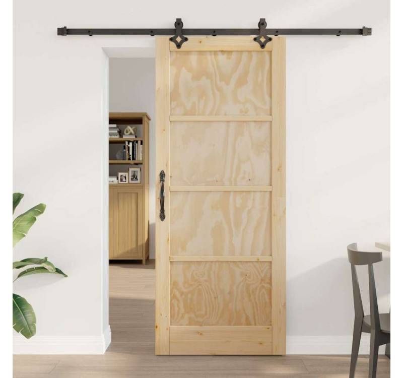 vidaXL Zimmertür Schiebetür mit Schiebematerial-Set 83x202 cm Massivholz Kiefer von vidaXL