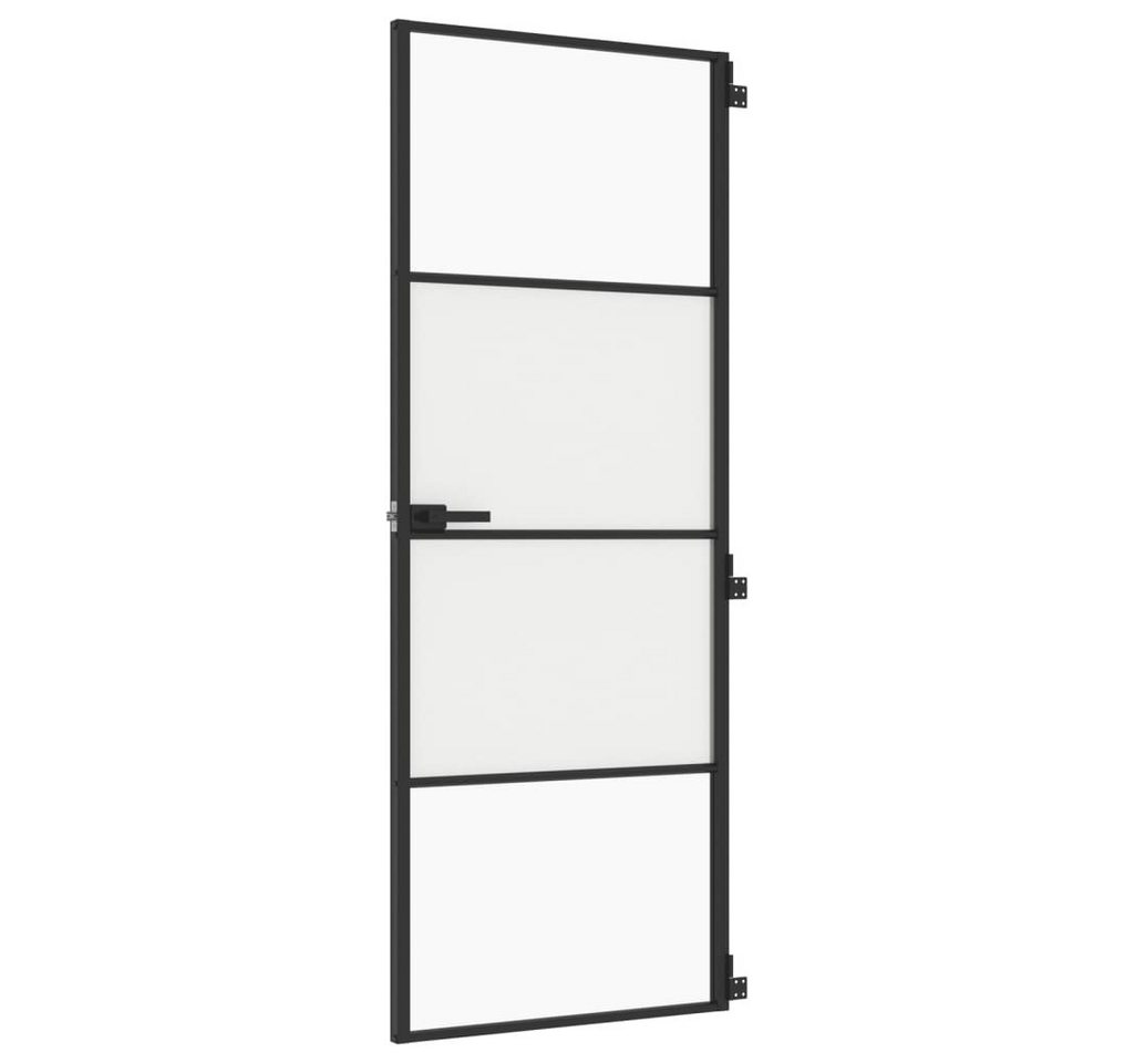 vidaXL Zimmertür Zimmertür Glastür Innentür Schlank Schwarz 76x201,5 cm Hartglas und Al vidaXL Zimmertür Zimmertür Glastür Innentür Schlank Schwarz 76x201,5 cm Hartglas und Al von vidaXL