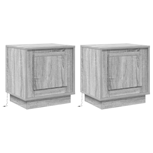 vidaXL modernes Nachttischset aus Grau Sonoma mit 2 Schubladen für kompakten Stauraum im Schlafzimmer, Holzwerkstoff-Design mit schicker matten Oberfläche, stilvolle Möbel in traditionellem Stil von vidaXL