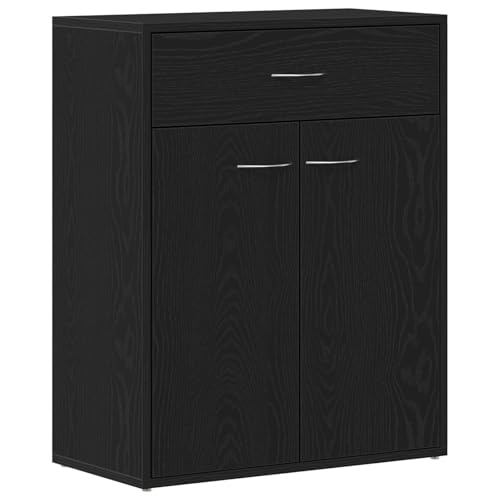 vidaXL modernes Schwarz Eichen Sideboard mit 1 Schublade und 2 Türen stylische Stauraum Lösung für Esszimmer oder Wohnbereich Möbel Holzwerkstoff zeitgenössisch kompakt geometrisch von vidaXL