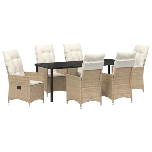 vidaXL verstellbare Gartenstühle mit Kissen | Verstellbare Rückenlehne Beige Poly-Rattan und Stahl Set von 2 Moderne Outdoor-Möbel für Terrasse Balkon Veranda Stuhl Kissen PE Liege Sitzmöbel Rasen vidaXL verstellbare Gartenstühle mit Kissen | Verstellbare Rückenlehne Beige Poly-Rattan und Stahl Set von 2 Moderne Outdoor-Möbel für Terrasse Balkon Veranda Stuhl Kissen PE Liege Sitzmöbel Rasen von vidaXL