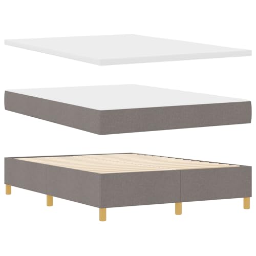 vidaXL Boxspringbett mit Matratze & Bank Taupe 160x200 cm Stoff von vidaXL