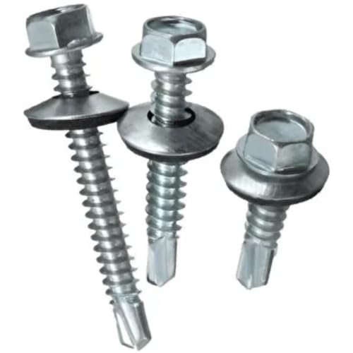 Vidascom 50 Stück/100 Stück 6,3x25mm bis 6,3x60mm Selbsbohrende Trapez Dachschrauben Blechschrauben Blechgewinde Sechskantkopf (6,3x32 100 Stück) von vidascom