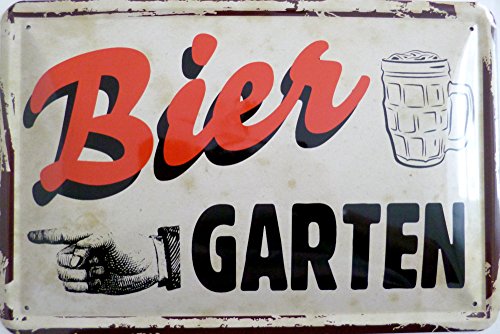 Blechschild 20x30cm - Biergarten Bier Vintage Hinweisschild Schild von vielesguenstig-2013