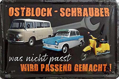 Blechschild Schild 20x30cm - Ostblock Schrauber was nicht passt passen gemacht IFA B1000 Simson DDR von vielesguenstig-2013