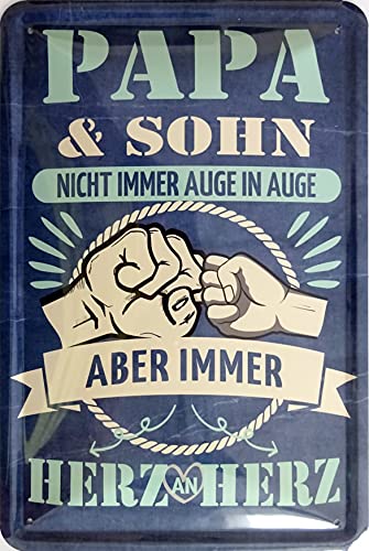 Blechschild Schild 20x30cm - Papa & Sohn Herz an Herz Familie Vater Liebe Geschenk von vielesguenstig-2013