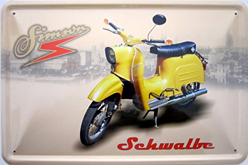 Blechschild Schild 20x30cm - Simson Schwalbe gelb DDR Moped von vielesguenstig-2013