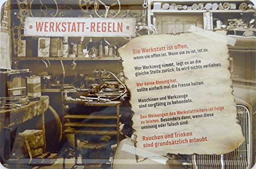 Blechschild Schild 20x30cm - Werkstatt Regeln Werkzeug Auto schrauben vintage von vielesguenstig-2013