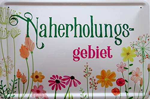 Blechschild Schild 20x30cm gewölbt - Naherholungsgebiet Garten Teich See Blumen Ruhe genießen von vielesguenstig-2013