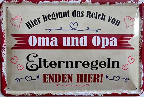 Blechschild Schild 20x30cm - hier beginnt das Reich von Oma und Opa Eltern Regeln enden hier von vielesguenstig-2013