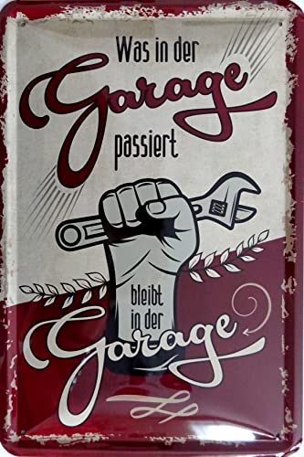 Blechschild Schild 20x30cm - was in der Garage passiert bleibt in der Garage schrauben Auto Werkstatt von vielesguenstig-2013
