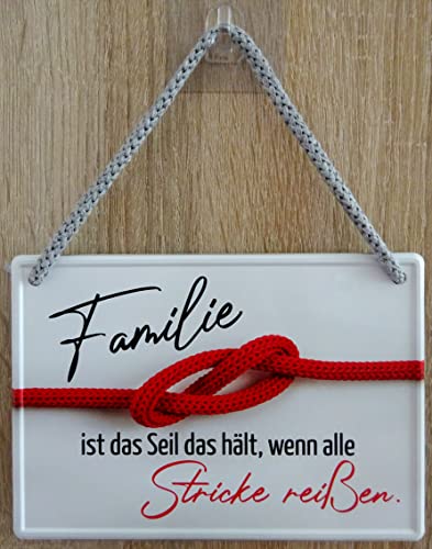 Hängeschild Türschild Schild 16x11cm - Familie ist das Seil das hält wenn alle Stricke reißen Eltern Kind Liebe von vielesguenstig-2013