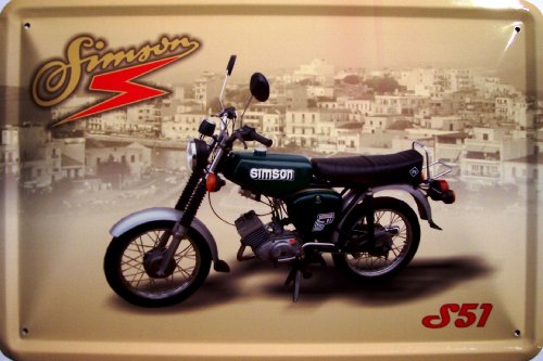 Simson S 51 grün Motorrad DDR Blechschild Schild Blech Metall Metal Tin Sign 20 x 30 cm gewölbt von vielesguenstig-2013