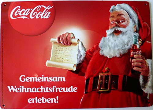 vielesguenstig-2013 Blechschild Schild 20x30cm - Coca Cola Weihnachtsmann gemeinsam Weihnachtsfreude erleben von vielesguenstig-2013