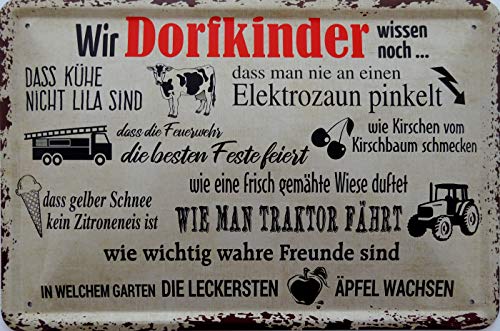 vielesguenstig-2013 Blechschild Schild 20x30cm - Dorfkind Fussball lila Kühe Elektrozaun Traktor Äpfel Kirschbaum von vielesguenstig-2013