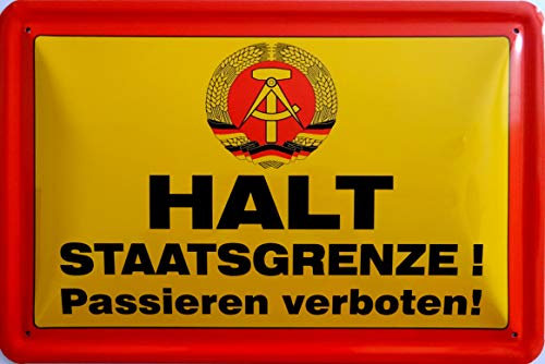 Halt Staatsgrenze passieren verboten Grenze Mauer DDR - Blechschild Schild 20x30cm - von vielesguenstig-2013